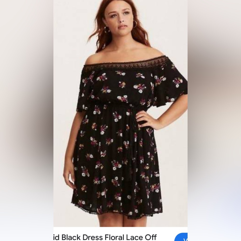 Torrid floral lace off the shoulders dress size 10/12